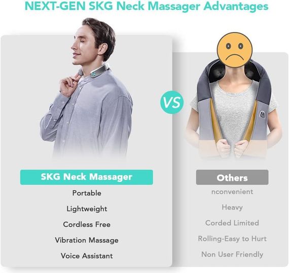 Розумний бездротовий акумуляторний шийний масажер SKG G7 PRO-E з інфрачервоним прогрівом, вібрацією та додатком | Зображення 7