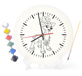 Детский набор для творчества часы раскраска Новогодний олень 30 см (Г0066)