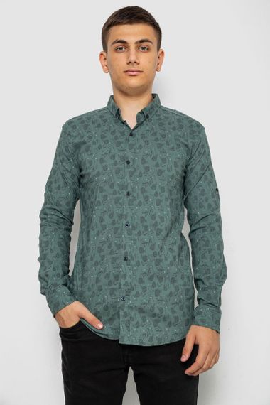 Рубашка мужская с принтом, цвет оливковый, 214R1029