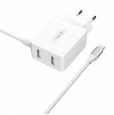 Зарядний пристрій мережевий 2USB/Lightning білий Havit HV-H143
