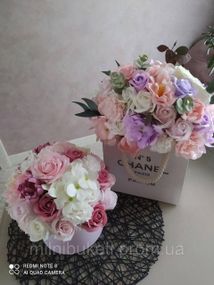 Букет із мильних квітів дерев'яній коробці "Chanel"_6 розмір М
