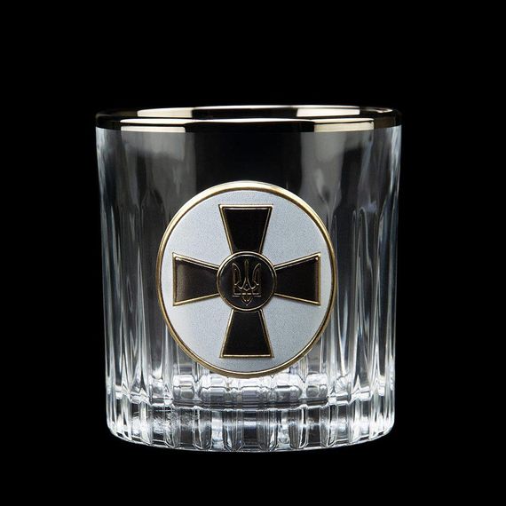 Набір для віскі "АРМІЙСЬКИЙ" 6 келихів 360 мл, кришталь з платиною, зображення зі срібла з позолотою | Зображення 1