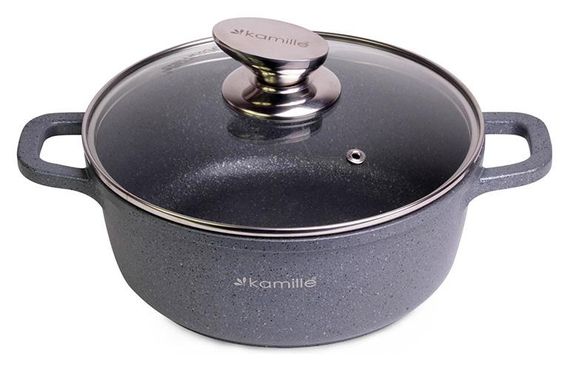 Каструля Kamille Landes Grey 6.5л з литими алюмінієвими ручками