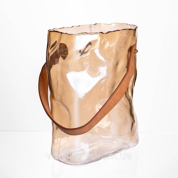 Подарункова скляна ваза сумочка з ручкою 18×9×25 (см) декоративна ваза 2.8 (л) для квітів Коричневий HP-19-157-1 | Зображення 2