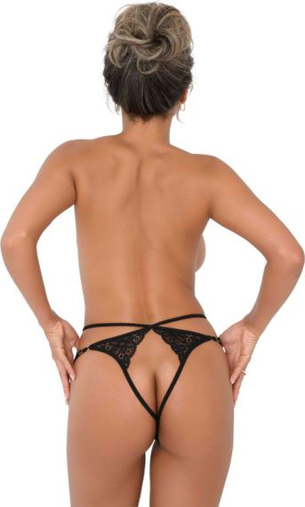 Трусики мереживні з інтимним вирізом S/M Grace Daring Intimates, чорні Sex Aura | Зображення 4