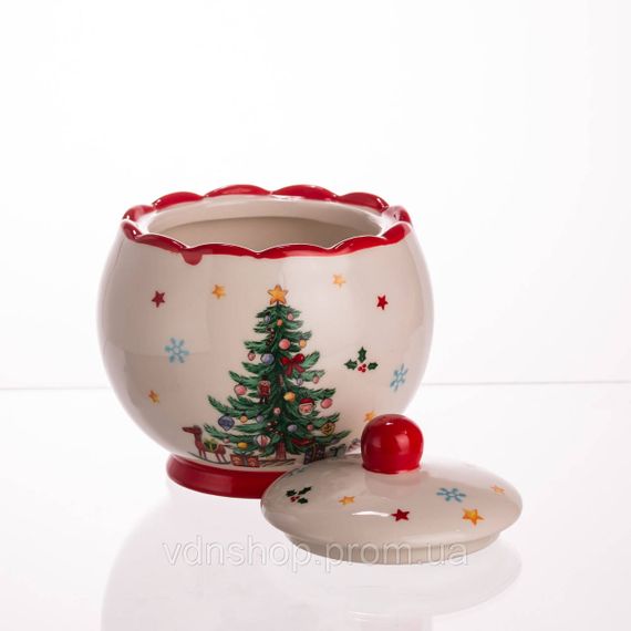 Цукорниця порцелянова новорічна New Year 500 (мл) з кришкою CR-1-5 | Зображення 4