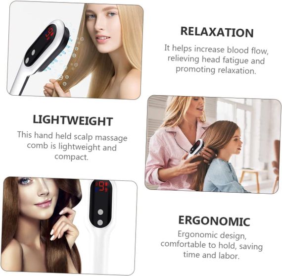 Электрическая массажная расческа DOITOOL для роста волос, с вибрацией и массажем кожи головы, белая | Зображення 4