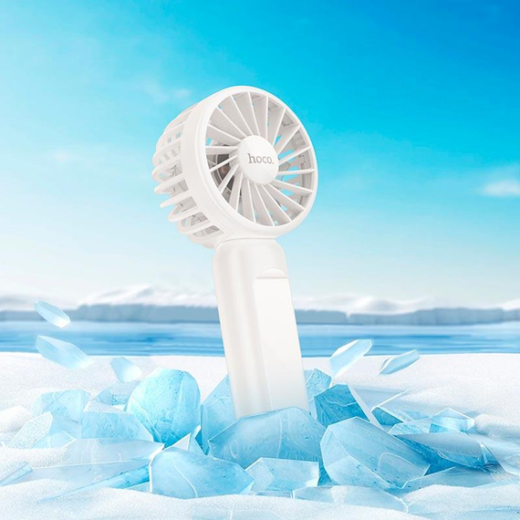 Вентилятор портативний настільний ручний Hoco HX60 1200mAh з вбудованим акумулятором, 3 режими White | Зображення 8