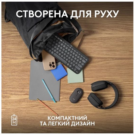 Миша Logitech Pebble Mouse 2 M350s Tonal Graphite (910-007015) | Зображення 6