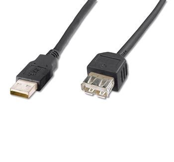 Кабель ASSMANN USB 2.0 (AM/AF) 1.8m, black (AK-300200-018-S)