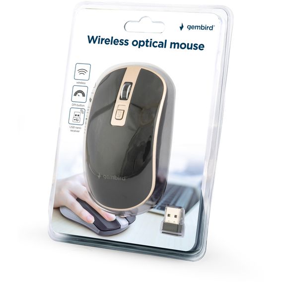 Мишка Gembird MUSW-4B-06-BG Wireless Black-Gold (MUSW-4B-06-BG) | Зображення 3