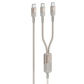 Дата кабель Hoco U139 2in1 Type-C to Type-C/Type-C 100W (1.2m) Gold