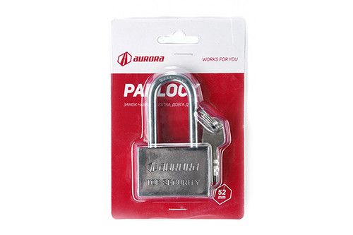 Замок навесной Extra длинная дужка 74x40x17мм дисковый (финский) ключ AURORA
