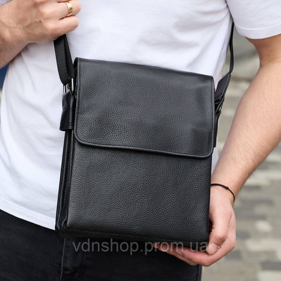 Сумка мессенджер 21.5x25x7 кожаная барсетка для мужчин Tiding Bag 35775 черная | Зображення 9