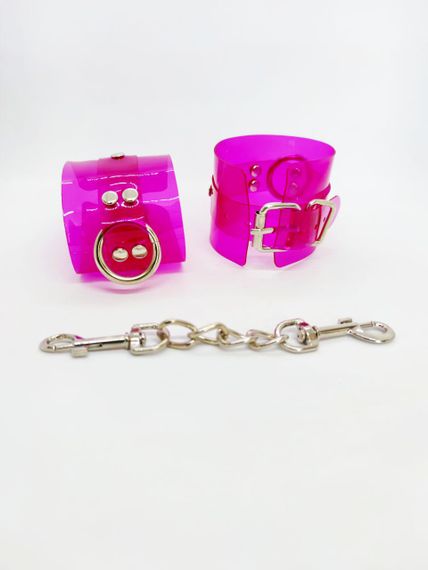 Нручиники DS Fetish Handcuffs transparent purple | Зображення 1