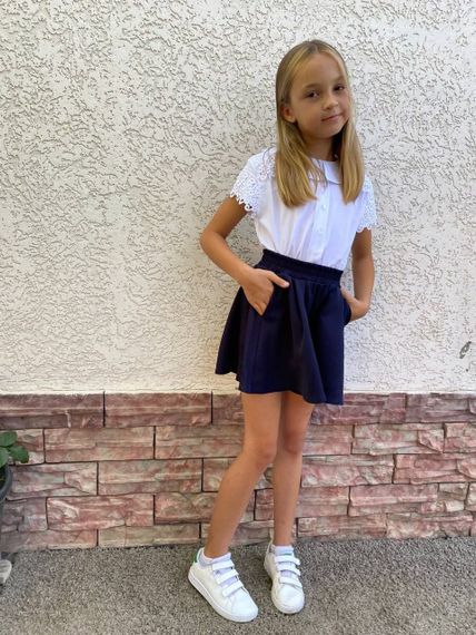 Детская школьная юбка-шорты на девочку цвет темно-синий размер 152, SBR132 | Зображення 2