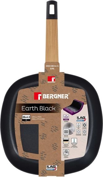 Сковорода-гриль Bergner Earth black BG-34625-BK 28х28 см черная | Зображення 1