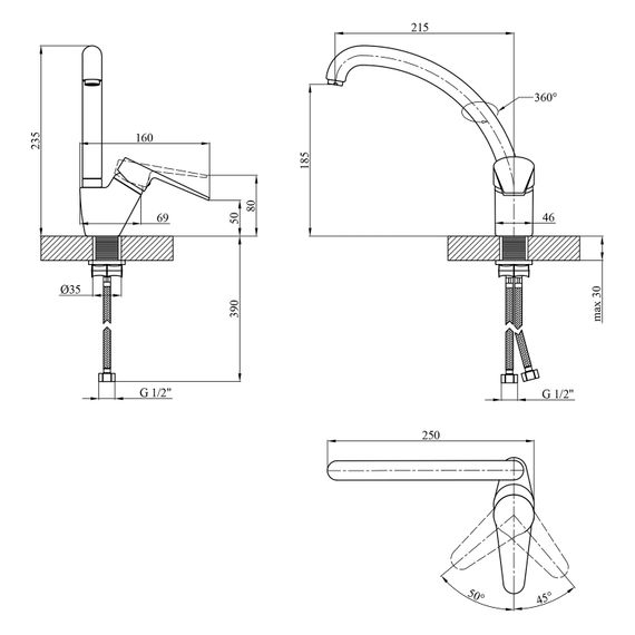 Змішувач для кухні Kroner KRM Elbe - C032 (CV016436) | Зображення 1