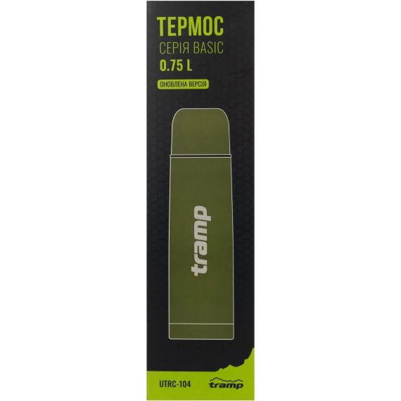 Військовий термос сталевий Олива Tramp Basic 0,75 л Термос для гарячих напоїв Похідний термос для кави та чаю | Зображення 3