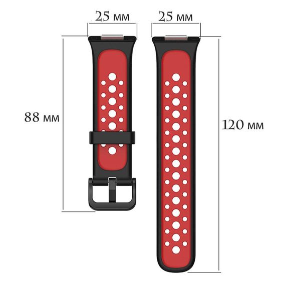 Силіконовий ремінець Primolux Perfor Classic для смарт-годинника Huawei Watch Fit 2- Black&Red | Зображення 5