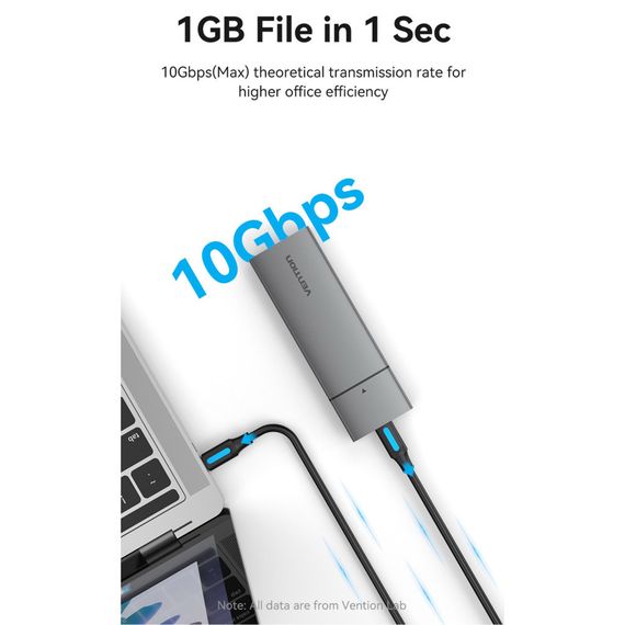 Карман внешний Vention SSD M.2 (NVME) M-key USB Type-C 3.2 gray (KPGH0) | Зображення 8