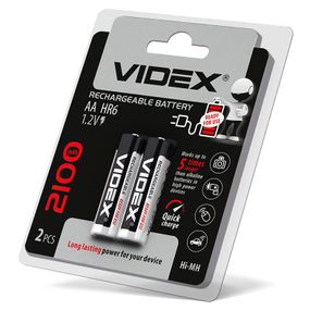 Аккумуляторы Videx HR6/AA 2100mAh 2 шт в блистере, готовы к использованию с упаковки (23340)