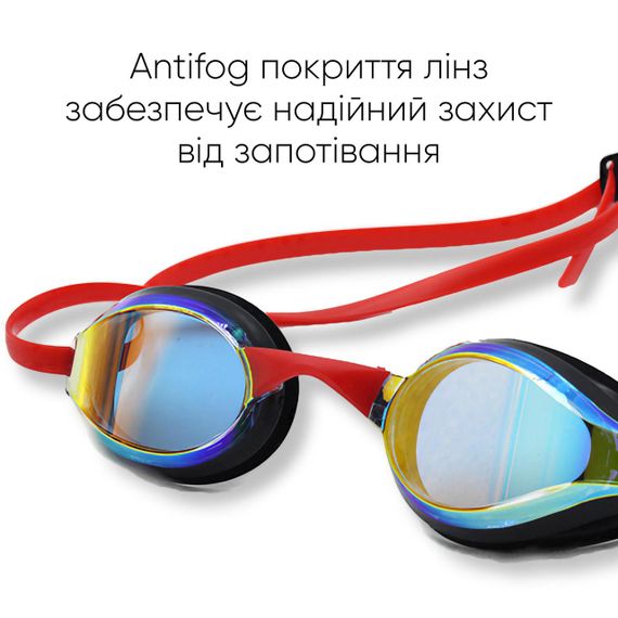 Окуляри для плавання Renvo Aries Pro Уні Anti-fog Червоний, Чорний OSFM (2SG100-04) | Зображення 3