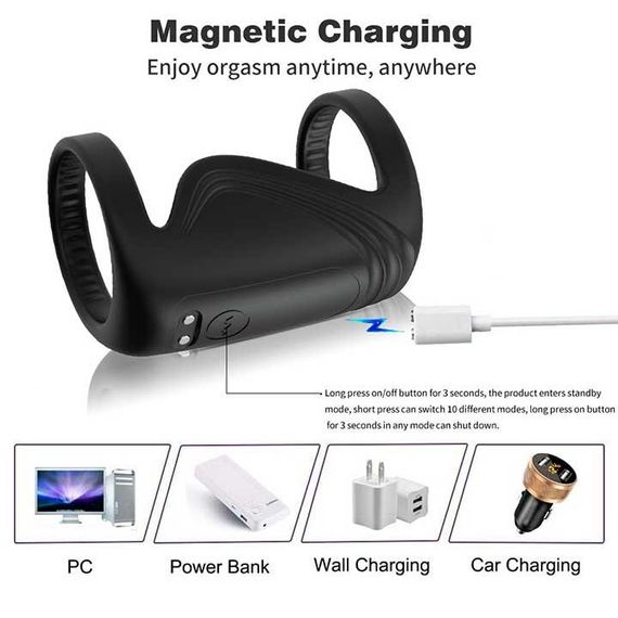 Смарт насадка на пенис с вибрацией Black Velvets Sleeve синий | Зображення 4