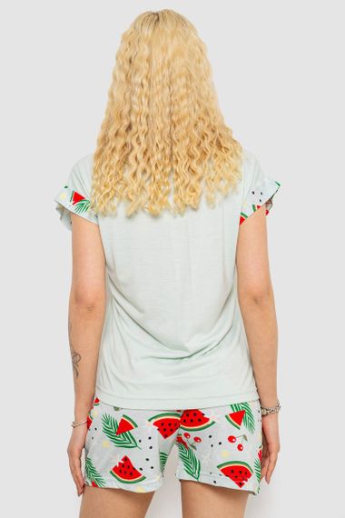 Пижама женская с принтом  -уценка, цвет светло-оливковый, 243R2103-U-1 | Зображення 3