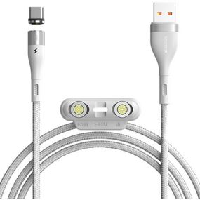 Магнітний кабель 3in1 Baseus Zinc Magnetic Safe Fast Charging Data Cable (iPhone /MicroUSB/Type-C) white