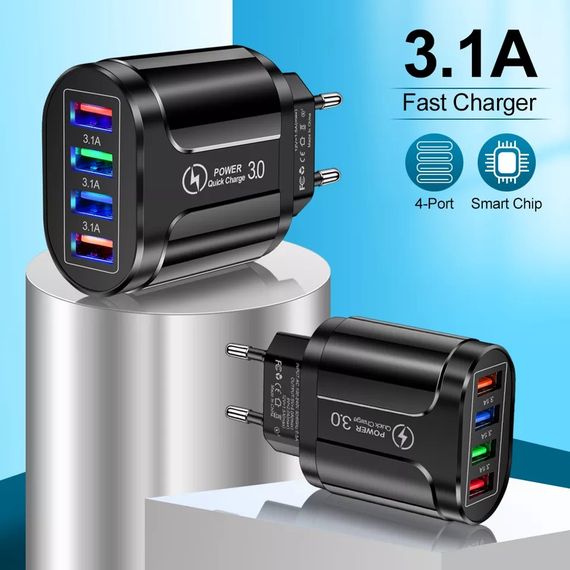 USB 4 адаптер зарядное устройство для смартфона планшета пауэрбанка | Зображення 2