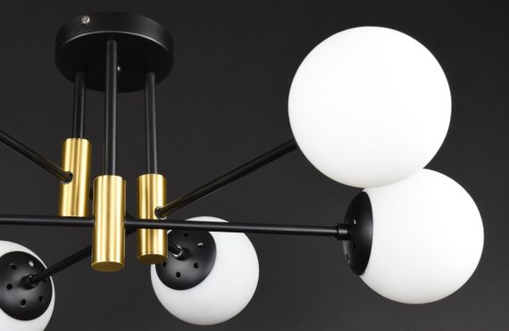 Люстра стельова на 6 лампочок 27751 Чорний 28х72х72 см. | Зображення 2