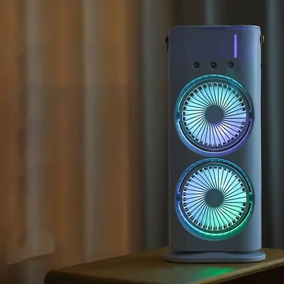 Настольный вентилятор F12 Spray Dual-Fan 2in1 с водяным охлаждением 1800mAh White | Зображення 2