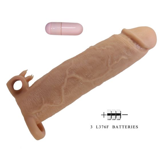 Подовжуюча насадка з вібростимуляцією Pretty Love - Xerxes Vibrating Penis Sleeve Skin, BI-026282Z Sex Aura | Зображення 5