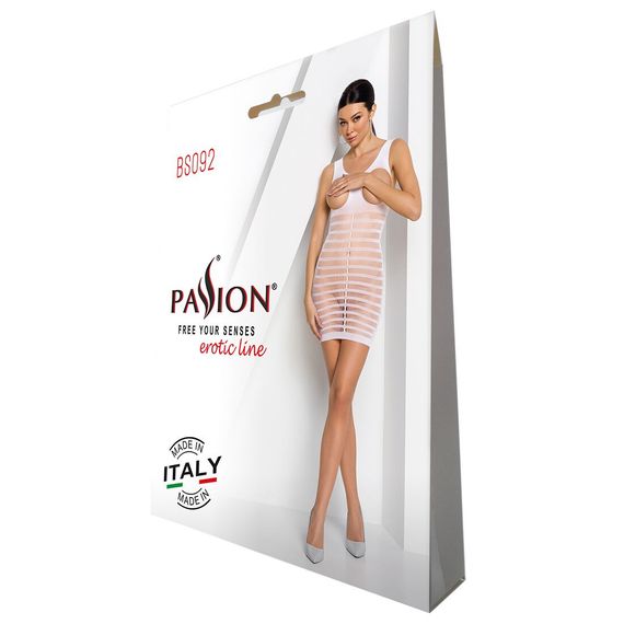 Бодистокинг-платье с открытой грудью Passion BS092 white | Зображення 3
