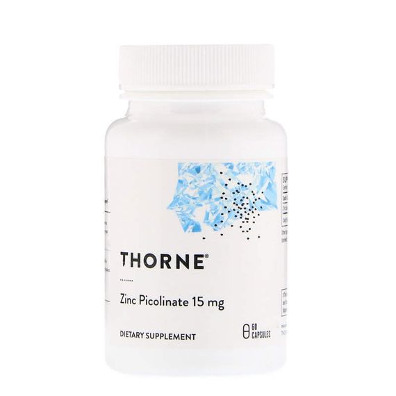 Пиколинат цинка, Zinc Picolinate, Thorne, 15 мг, 60 капсул