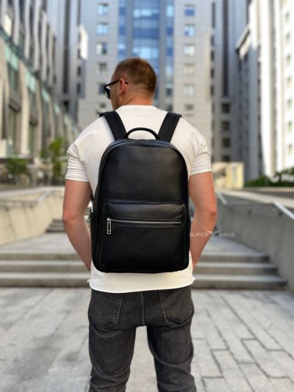 Кожаный мужской рюкзак городской для ноутбука и документов черный Tiding Bag 20334 | Зображення 9