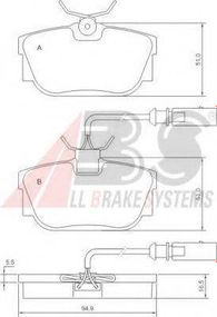 Колодка гальм. диск. VW T4 задн. (вир-во ABS) A.B.S. 37110 на VW TRANSPORTER / CARAVELLE Mk IV автобус (70XB, 70XC, 7DB, 7DW)