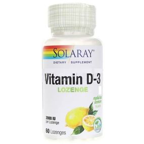 Вітамін D Solaray Vitamin D-3, 2000 IU 60 Lozenges Lemon Flavor SOR-79645