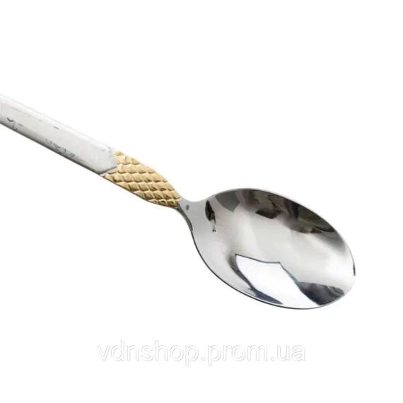 Набір столових ложок 6 штук з нержавіючої сталі ложки столові 21 см Срібло з золотом HP-20-37 | Зображення 2