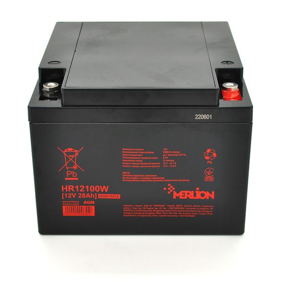 Аккумуляторная батарея MERLION HR12100W,12V 28A h Black (166 х 175 х 125 (125))
