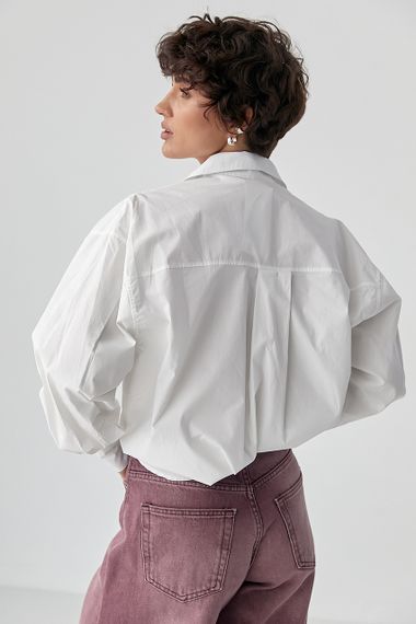 Широка класична сорочка на ґудзиках - молочний цвет, ONE SIZE (є розміри) | Зображення 1