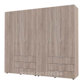 Распашной шкаф для одежды Гелар комплект Doros цвет Сонома 3+3 двери ДСП 232,4х49,5х203,4 (42002125)