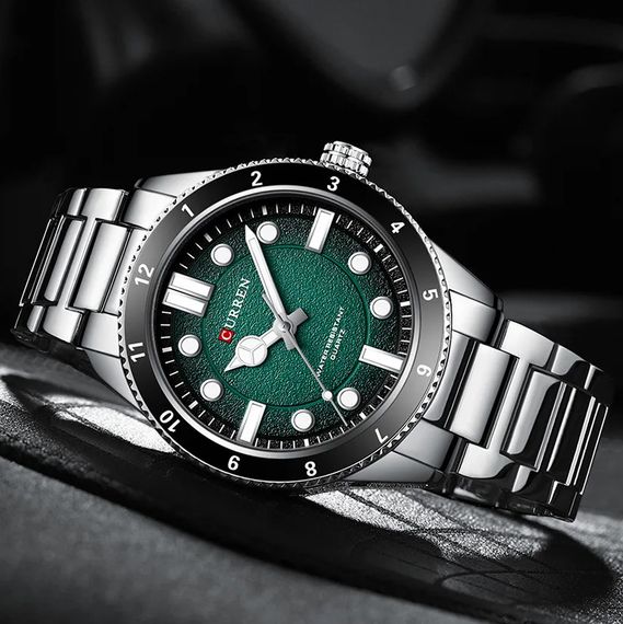 Чоловічий годинник Curren 8450 Silver-Green | Зображення 2