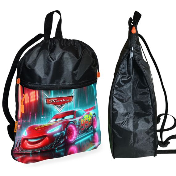 Рюкзак-мішок для взуття, спортивної форми Тачки Блискавка Маквін дитяча сумка для змінки з розширювачем (01444)