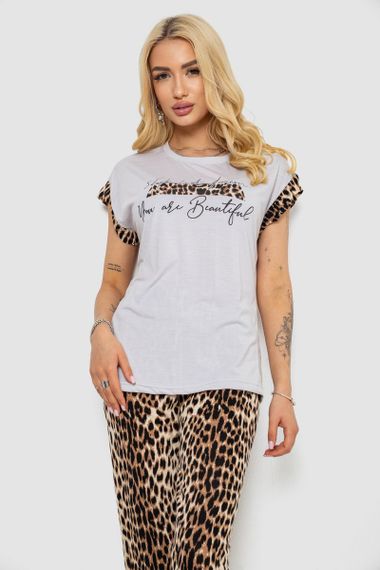 Піжама жіноча з принтом, колір сірий, 243R2101 | Зображення 1