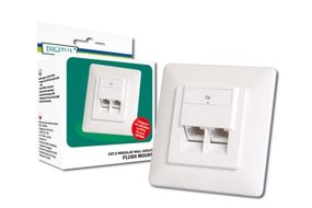 Розетка настінна DIGITUS Cat. 5e STP 2xRJ45 8P8C, для прихованої проводки (DN-9001-N)