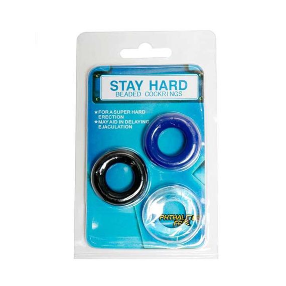 Набор эрекционных колец (3 шт) прозрачный, черный, синий