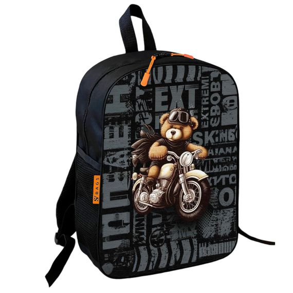 Рюкзак шкільний дитячий 36х27см Ведмідь Тедді на мотоциклі для хлопчика (00846)