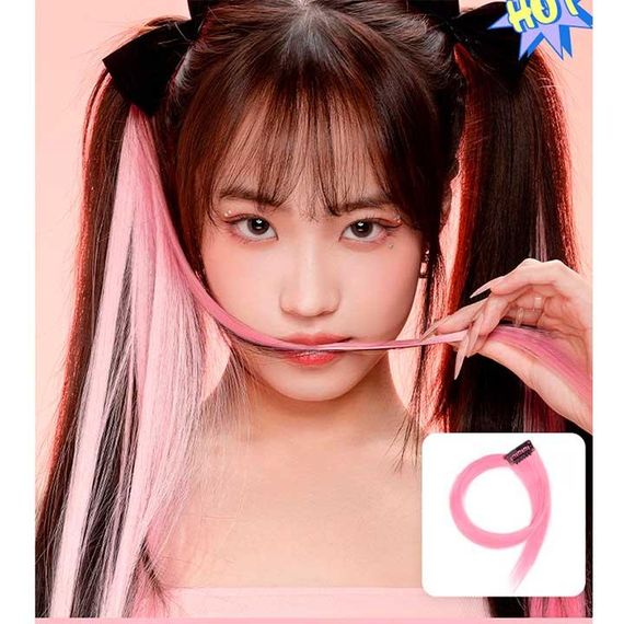 Цветная прядь волос на заколках 60 см светло-розовый Накладные волосы